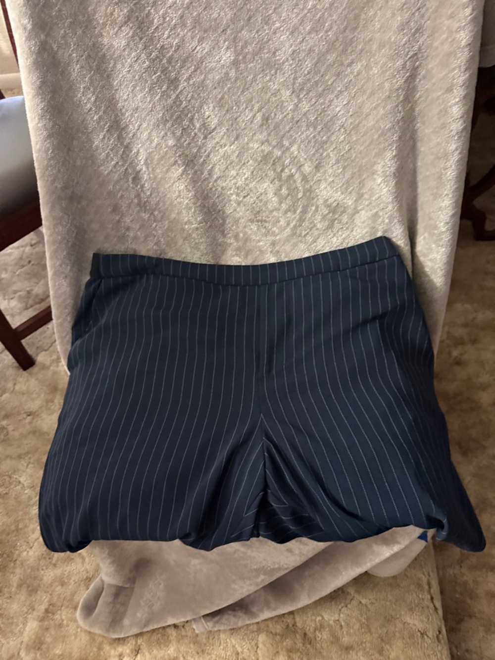 ellos Navy Pinstripe Ankle-Length Cropped Pants